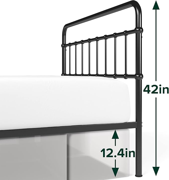 Zinus Florence Metal Platform Bed Frame, Mattress Foundation, No Box Spring Needed, Easy Assembly, Black, Twin