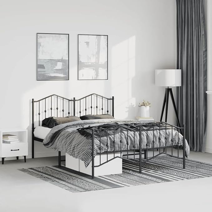 Traditional King Size Metal Bed Frame with Classic Black Powder Coated Finish, Durable Steel Construction for Stable Support, Fits Standard King Mattress 59.1 x 78.7 Inches,