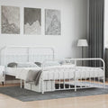 Bed Frame White Steel Double Bed Frame Rectangular Industrial headboard Bedroom Furniture for Bedroom