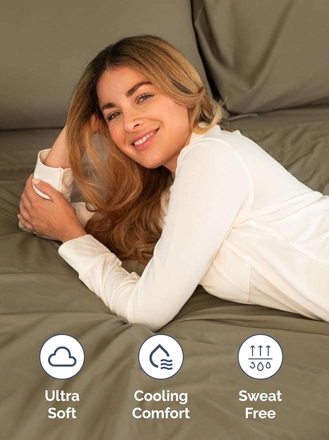 Extra Deep Full Sheet Set - 6 Piece Breathable and Cooling Sheets - Hotel Luxury Bedding for Women, Men, Kids & Teens - Easy & Secure Fit - Soft, Wrinkle Free and Comfy - Extra Deep Pockets - Khaki