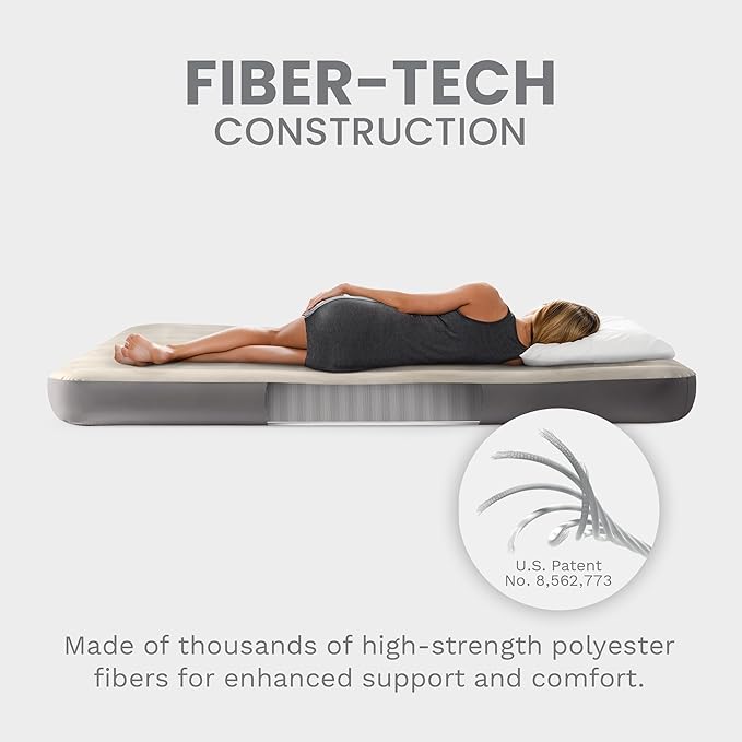 Intex 64101E Dura-Beam Standard Single-High Air Mattress: Fiber-Tech – Twin Size – 10in Bed Height – 300lb Weight Capacity – Pump Sold Separately