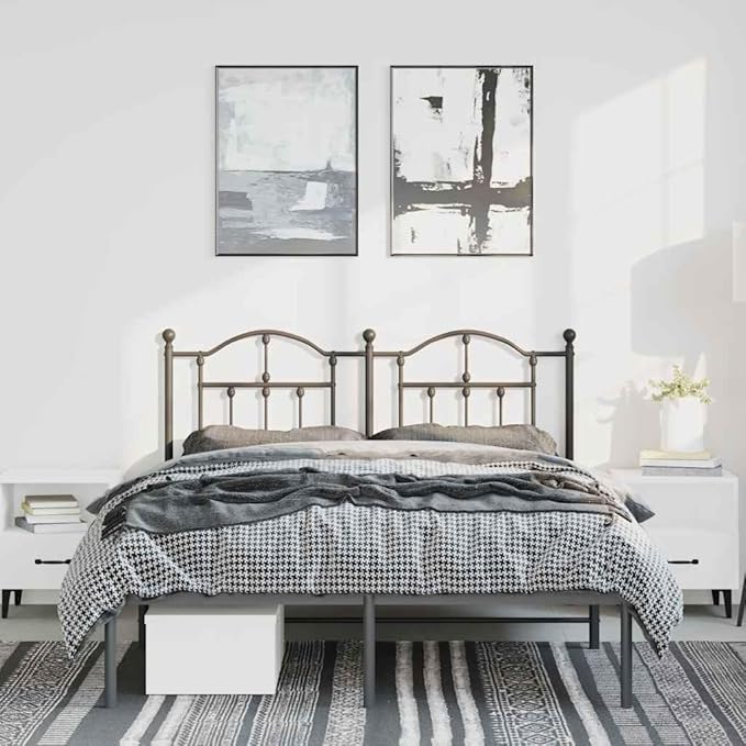 Bed Frame Black Powder-Coated Steel Double Bed Frame Bedroom Furniture Bedroom Decor for Hotels
