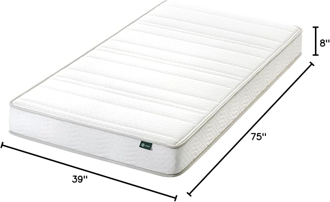 Zinus 8 Inch Foam and Spring Hybrid Mattress [New Version], Twin, Fiberglass Free, Medium Firmness, Durable Support, Certified Safe Foams & Fabric, Mattress in A Box, White