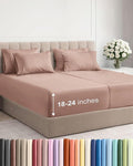 Extra Deep Split King Sheet Set - 7 Piece Breathable and Cooling Sheets - Hotel Luxury Bedding for Women, Men, Kids & Teens - Easy Secure Fit - Soft, Wrinkle Free & Comfy - Extra Deep Pockets - Mauve