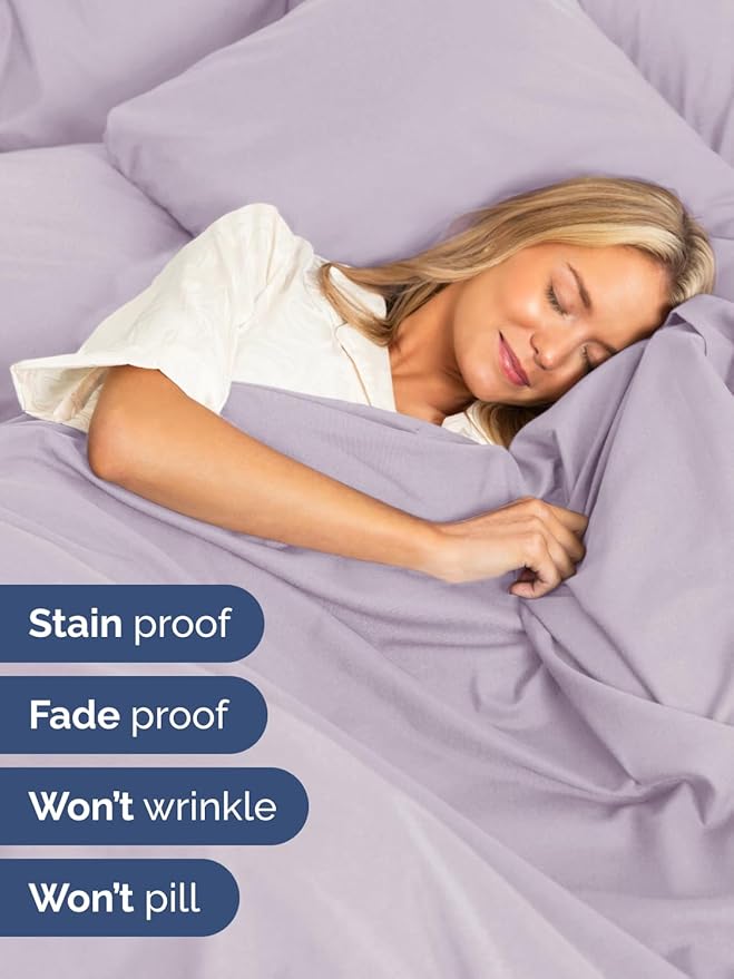 Extra Deep Full Sheet Set - 6 Piece Breathable and Cooling Sheets - Hotel Luxury Bedding for Women, Men, Kids & Teens - Easy & Secure Fit - Soft and Wrinkle Free - Extra Deep Pockets - Light Lavender