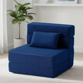 FILUXE Folding Sofa Bed | Convertible Sleeper Chair Bed for Adults, Fold Out Chair to Bed Linen Futon Chair with Pillow, for Home Dorm Apartment RV Living Room, Single Size Navy Blue