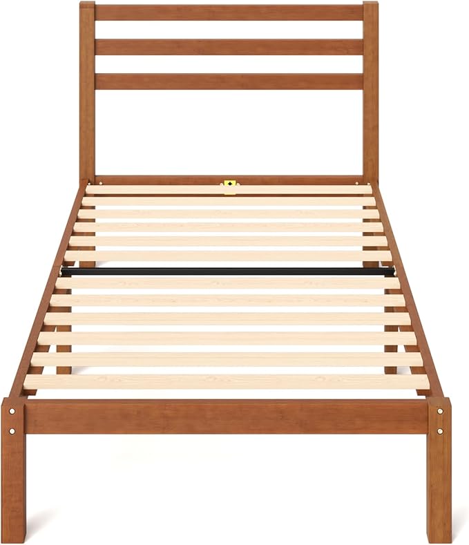 Zinus Leah Bamboo Platform Bed Frame with Headboard, No Box Spring Needed, Wood Slat Support, Easy Assembly, Twin