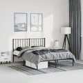 Bed Frame Black Powder-Coated Steel Double Size Bed Frame Sturdy Metal for Bedroom