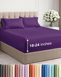 Extra Deep Twin XL Sheet Set - 4 Piece Breathable and Cooling Sheets - Hotel Luxury Bedding for Women, Men, Kids & Teens - Easy Secure Fit - Soft, Wrinkle Free and Comfy - Extra Deep Pockets - Purple