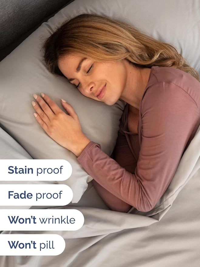 Extra Deep Cal King Sheet Set - 6 Piece Breathable and Cooling Sheets - Hotel Luxury Bedding for Women, Men, Kids & Teens - Easy & Secure Fit - Soft and Wrinkle Free - Extra Deep Pockets - Light Grey