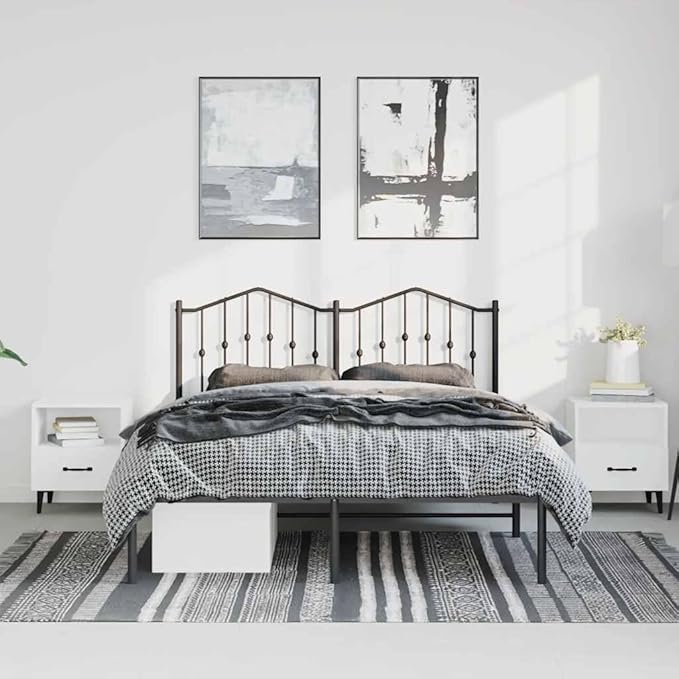King Size Metal Bed Frame with Headboard, Powder-Coated Steel Structure, Modern Black Design, Under-Bed Storage Space, Easy Assembly for Bedroom or Guest Room