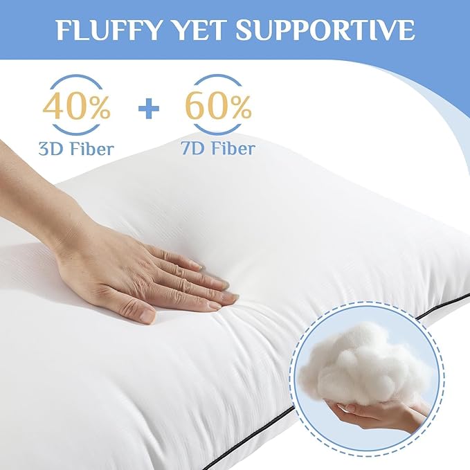 JOLLYVOGUE King Size Pillows Set of 4, Collection Bed Pillows for Sleeping, Hotel Quality Pillows for Side, Back and Stomach Sleepers, Soft and Supportive Oeko-Tex Certified Down Alternative Filling
