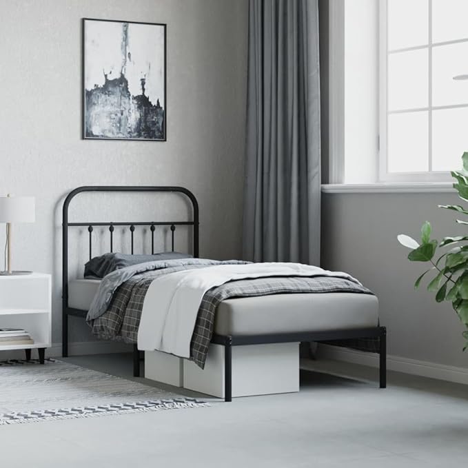 Bed Frame Black Steel Twin Bed Frame Rectangular Industrial Bedroom Furniture headboard for Bedroom
