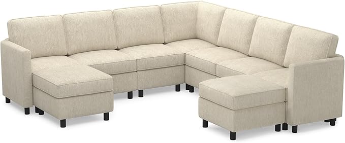 Belffin 107.1" 9 Seats Modular Sectional Sofa U Shaped Couch Big Corner Washable Sectional Couches for Living Room Comfy Couches with Storage Seat Couch Sofas with Chaise,Beige