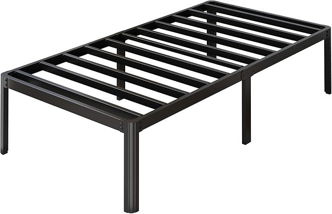Yicensen 14 Inch Twin XL Bed Frame Heavy Duty Metal Platform Bed Frame Twin XL with Rounded Corner Legs, Noise Free, Easy Assembly, No Box Spring Needed, Black.