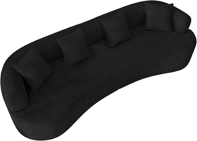 107" Curved Sofa for Living Room, Modern Chenille Cloud Couch Sofa, Luxury Plush Extra Deep 4-Seater Oversized Boucle Couch for Small Spaces, Apartment‌, No Assembly Required, Black