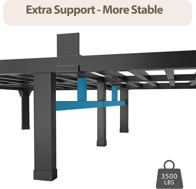 ROIL 14 Inch Twin Size Bed Frame with Mattress Slide Stopper - Single Black Basic Anti Squeak Steel Slats Metal Platform, Heavy Duty Noise Free Easy Assembly Bedframes, No Box Spring Needed
