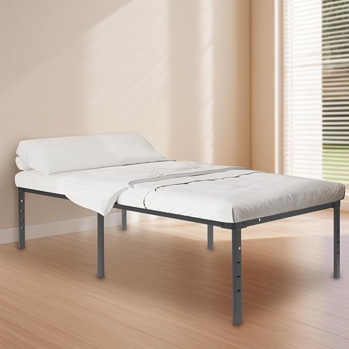 TFCFL Platform Bed Frame, Single Folding High Bed Frame, Metal High Platform Bed Frame, 660LBS Heavy Duty Steel Slats, Easy Assembly