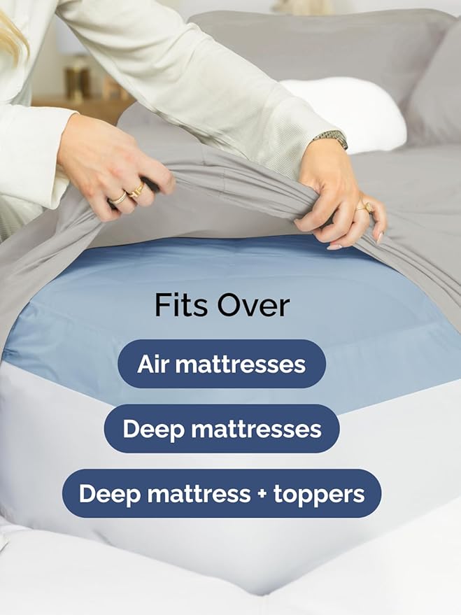 Extra Deep Twin XL Sheet Set - 4 Piece Breathable and Cooling Sheets - Hotel Luxury Bedding for Women, Men, Kids & Teens - Easy & Secure Fit - Soft and Wrinkle Free - Extra Deep Pockets - Light Grey