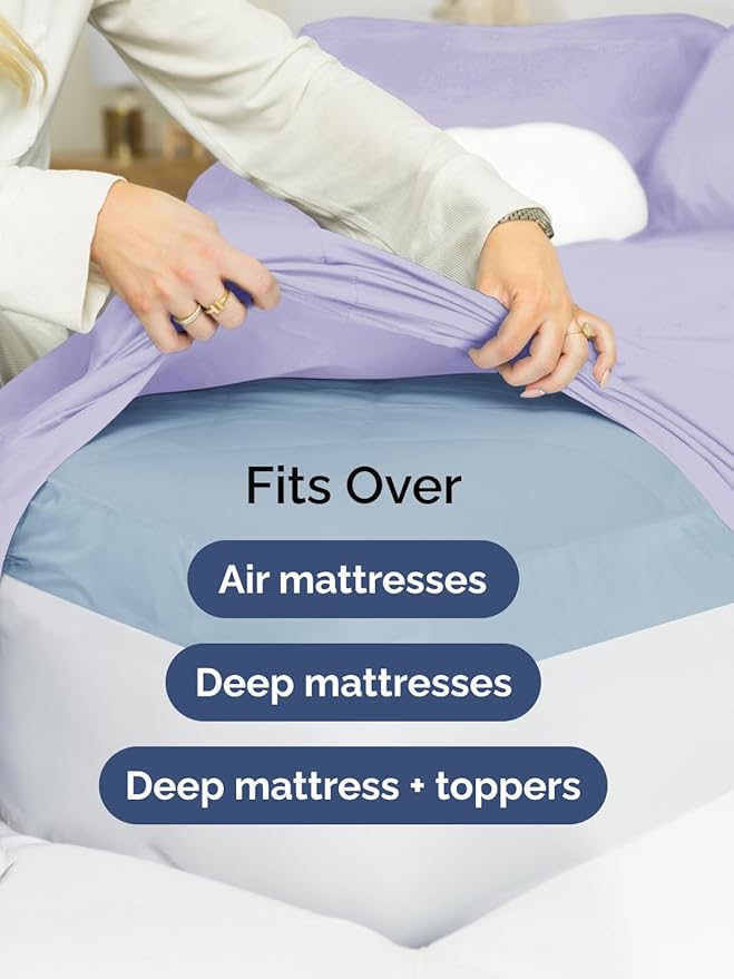 Extra Deep Queen Sheet Set - 6 Piece Breathable and Cooling Sheets - Hotel Luxury Bedding for Women, Men, Kids & Teens - Easy Secure Fit - Soft, Wrinkle Free and Comfy - Extra Deep Pockets - Lavender
