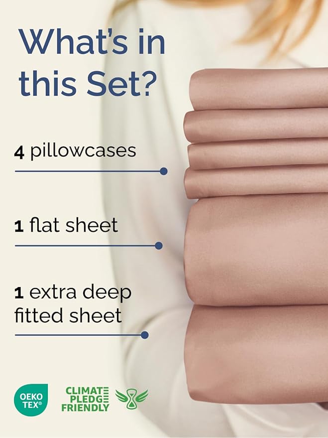 Extra Deep Full Sheet Set - 6 Piece Breathable and Cooling Sheets - Hotel Luxury Bedding for Women, Men, Kids & Teens - Easy & Secure Fit - Soft, Wrinkle Free and Comfy - Extra Deep Pockets - Mauve