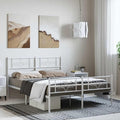 Traditional Double Metal Bed Frame with White Powder-Coated Steel, Durable Heavy Duty Construction for Master Bedroom or Guest Room, Ample Underbed Space, Timeless Elegant