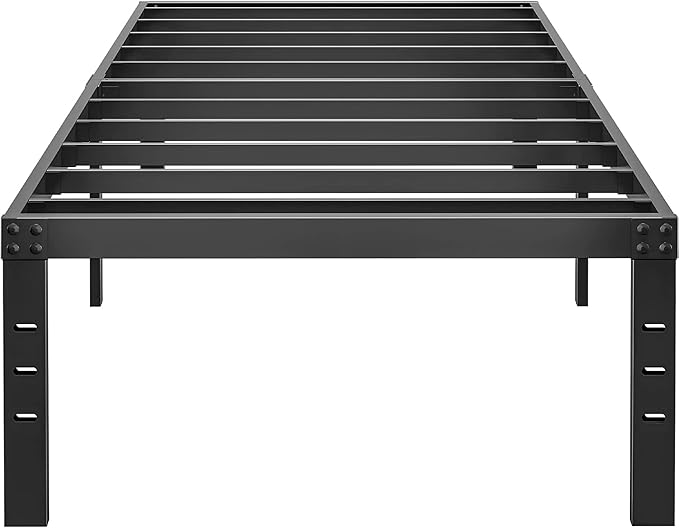 HOBINCHE 16 Inch Twin XL Size Bed Frame - No Box Spring Needed Heavy Duty Black Metal Platform Mattress Foundation, Non-Slip Noise Free Easy Assembly Bedframes with Cleance Storage