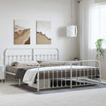 Bed Frame White Powder-Coated Steel Full Bed Frame Rectangular headboard Bedroom Furniture for Bedroom