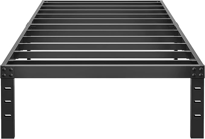 HOBINCHE 12 Inch Twin XL Size Bed Frame - No Box Spring Needed Heavy Duty Metal Platform Mattress Foundation with Steel Slats, Non-Slip Noise Free Easy Assembly Black Bedframes