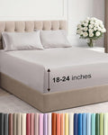 Extra Deep Twin XL Sheet Set - 4 Piece Breathable and Cooling Sheets - Hotel Luxury Bedding for Women, Men, Kids & Teens - Easy & Secure Fit - Soft and Wrinkle Free - Extra Deep Pockets - Light Grey