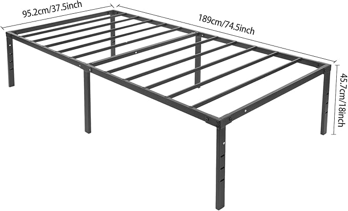 TFCFL Platform Bed Frame, Single Folding High Bed Frame, Metal High Platform Bed Frame, 660LBS Heavy Duty Steel Slats, Easy Assembly