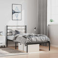 Black Single Metal Bed Frame 39.4 x 74.8 in Modern Steel Platform for Bedroom, 330 lb Load, 11.8 in Under-Bed Storage, Easy Assembly for Adult Sleepers