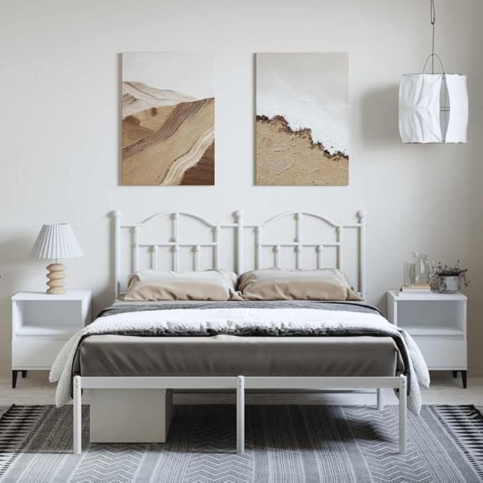 Bed Frame White Powder-Coated Steel King Size Bed Frame Bedroom Decor Bedroom Furniture for Hotels