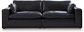 Signature Design by Ashley Emilia Straight Contemporary Leather Match 2-Piece Sectional Loveseat with Removable Cushion, Black