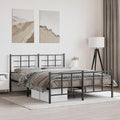 Modern Black Metal King Size Bed Frame with Footboard, Sturdy Powder-Coated Steel Construction for Enhanced Support and Easy Assembly, Underbed Storage Space for Bedroom