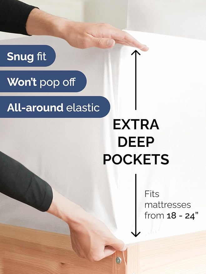 Extra Deep Twin Sheet Set - 4 Piece Breathable and Cooling Sheets - Hotel Luxury Bedding for Women, Men, Kids & Teens - Easy & Secure Fit - Soft and Wrinkle Free - Extra Deep Pockets - Antique White