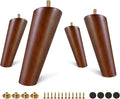 FoDau770 Brown Rubber Wood Furniture Legs 5 Inches, Slant Tapered Wood Feet Mid Century Sofa Legs Set of 4, 5/16" UNC Furniture Feet Replacement Parts for Cabinet Couch Dresser Chair Ottoman Table