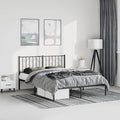 Bed Frame Black Powder-Coated Steel King Bed Frame Rectangular Easy Assembly for Bedroom