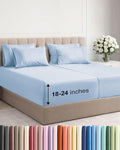 Extra Deep Split King Sheet Set - 7 Piece Breathable and Cooling Sheets - Hotel Luxury Bedding for Women, Men, Kids & Teens - Easy & Secure Fit - Soft and Wrinkle Free - Extra Deep Pockets - Sky Blue