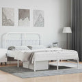Bed Frame White Steel Double Bed Frame Rectangular Durable headboard Bedroom Furniture for Bedroom