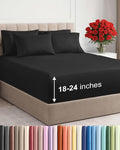 Extra Deep Full Sheet Set - 6 Piece Breathable and Cooling Sheets - Hotel Luxury Bedding for Women, Men, Kids & Teens - Easy & Secure Fit - Soft, Wrinkle Free and Comfy - Extra Deep Pockets - Black
