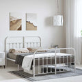 Bed Frame White Powder-Coated Steel Single Bed headboard for Living Room 53.1x74.8 in