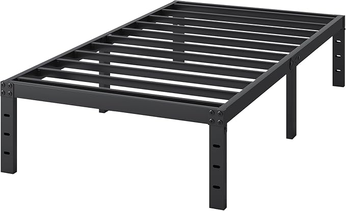 SHLAND Twin Bed Frames, 14 Inch High Metal Platform Bed Frame Mattress Foundation with Steel Slats Support, No Box Spring Needed, No Noise, Easy Assembly
