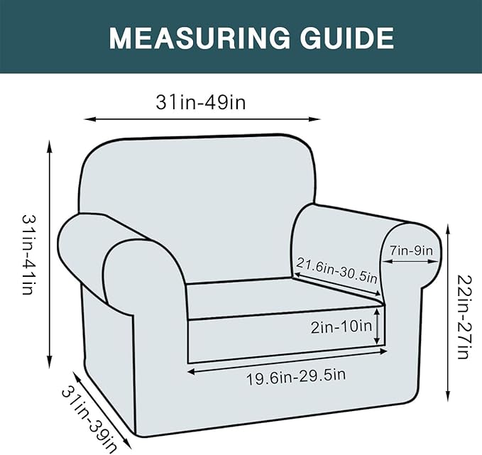 FantasDecor 2 Piece Chair Sofa Covers Velvet for Living Room Slipcovers with Individual Cushion Elastic Furniture Protector for Pets, Machine Washable (Armchair, Black)
