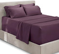Hearth & Harbor Extra Deep Pocket Queen Sheets Sets - Fits Mattress 18-24 Inches Deep - Extra Deep Pocket Sheets - 6 Piece Queen Size - Eggplant