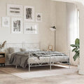 King Size Bed Frame with Headboard and Footboard, Sturdy Steel Construction in Minimalist White Finish for Modern Bedroom Decor and Storage Space