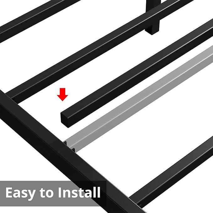 LIKIMIO Twin Bed Frames with Drawer, Storage Headboard with Outlets, No Box Spring Needed, Easy Assembly, Gray Black