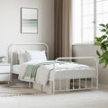 Bed Frame White Powder-Coated Steel Twin Bed Frame Rectangular headboard Bedroom Furniture for Guest Room