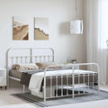 Bed Frame White Steel Bed headboard for Living Room 59 x 79 in Durable Frame