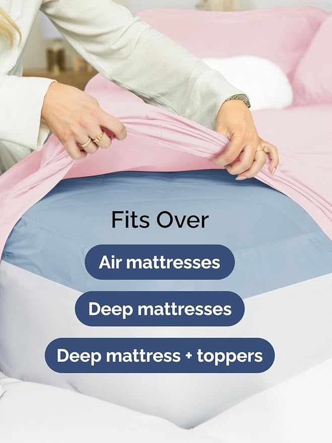 Extra Deep Cal King Sheet Set - 6 Piece Breathable and Cooling Sheets - Hotel Luxury Bedding for Women, Men, Kids & Teens - Easy Secure Fit - Soft & Wrinkle Free - Extra Deep Pockets - Lavender Pink